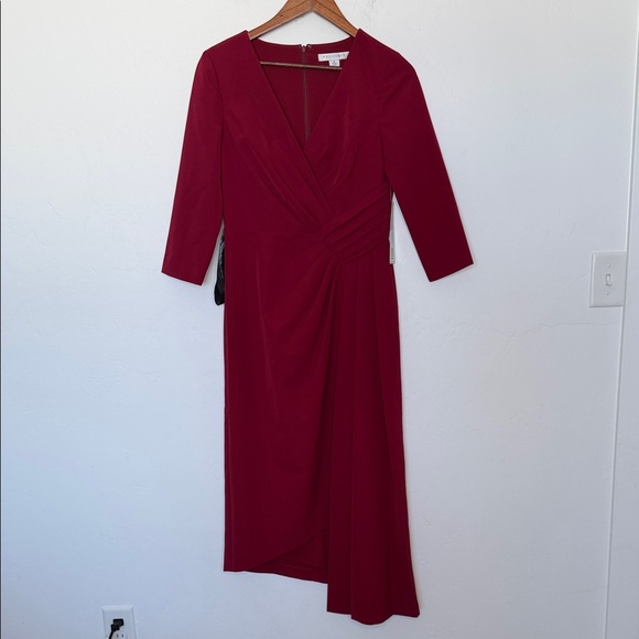 Kay Unger Leena Tea Length Dress Crimson Size 6 NWT - Picture 2 of 6